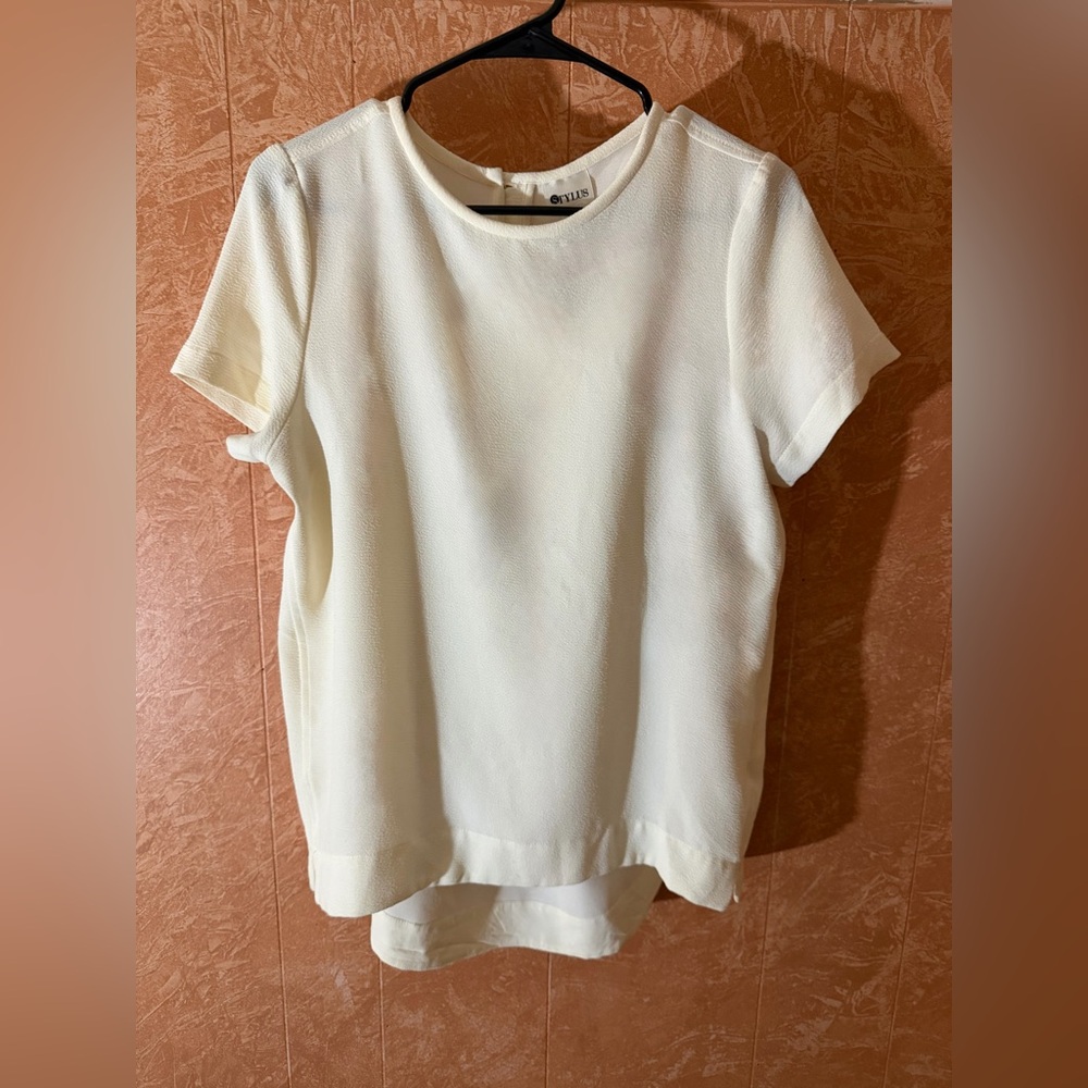 STYLUS Women's Short Sleeve Cream Top